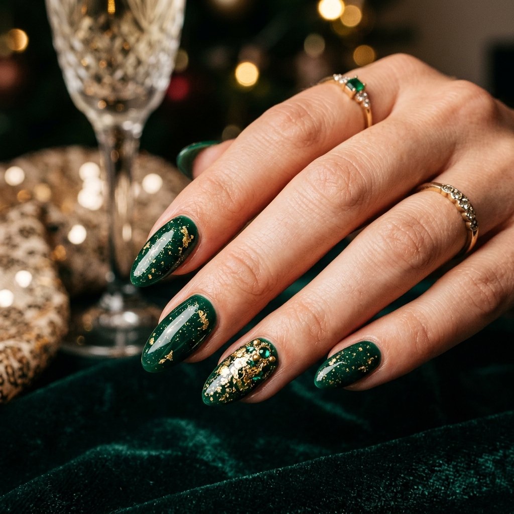 Emerald Green nails Ideas