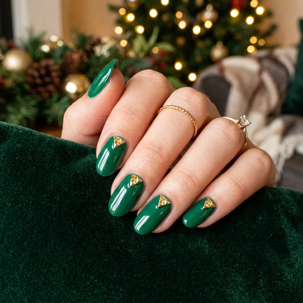 32 Christmas Nail Art Ideas That'll Steal the Holiday Spotlight 12 Emerald Green Nail Idea