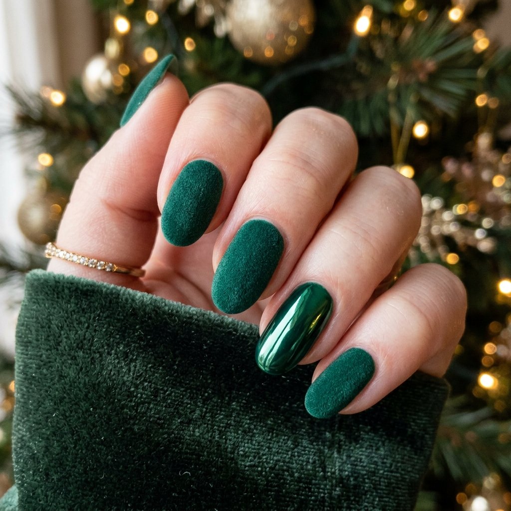 32 Christmas Nail Art Ideas That'll Steal the Holiday Spotlight 25 Velvet Matte Nail Idea