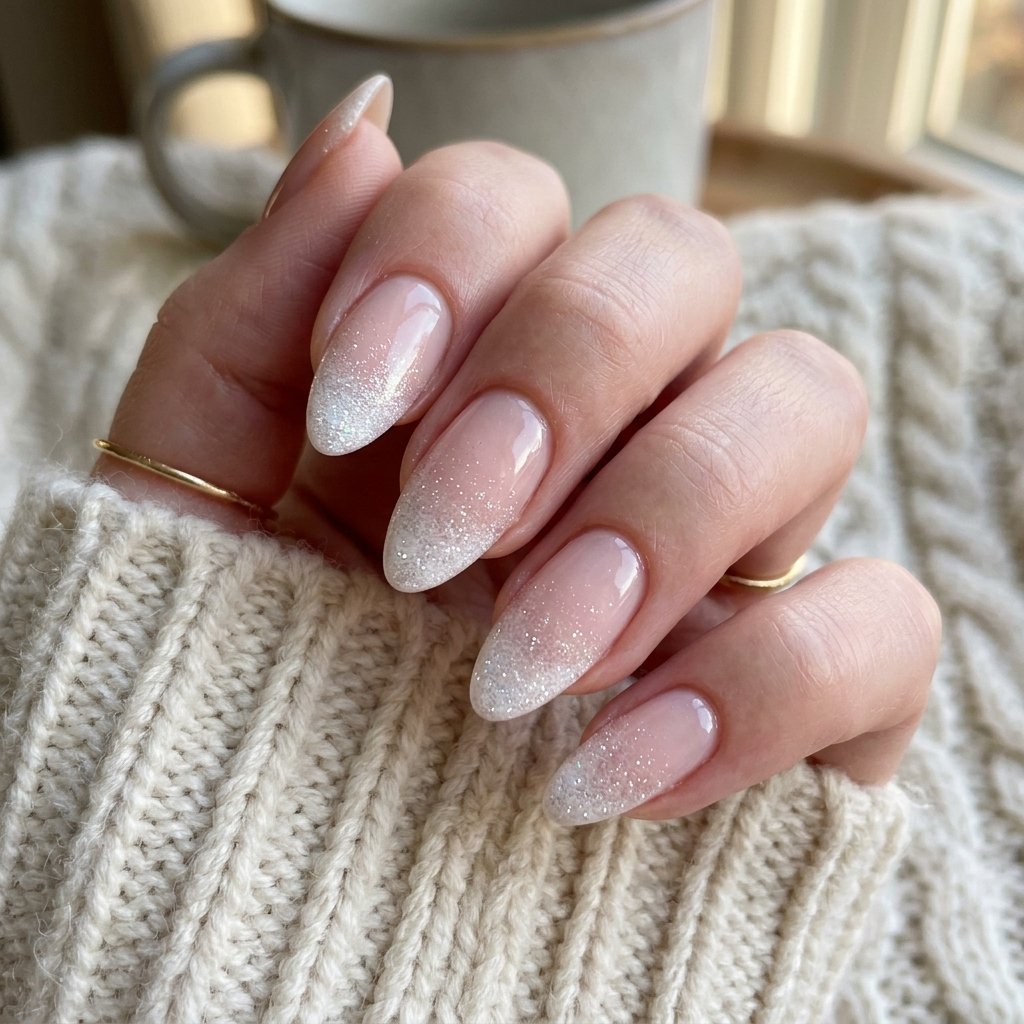 32 Christmas Nail Art Ideas That'll Steal the Holiday Spotlight 19 Frosted Tip Nail Idea
