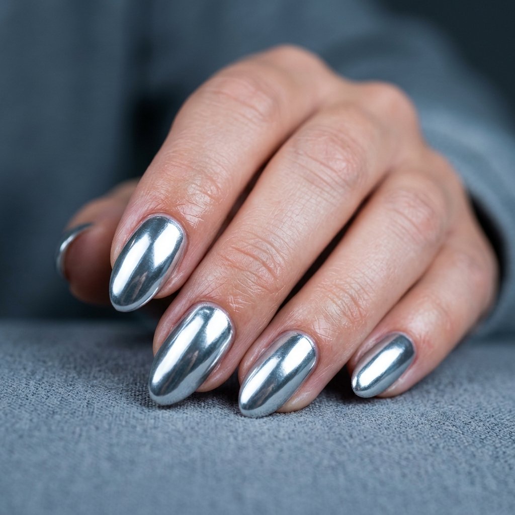 Metallic Silver Nails Ideas