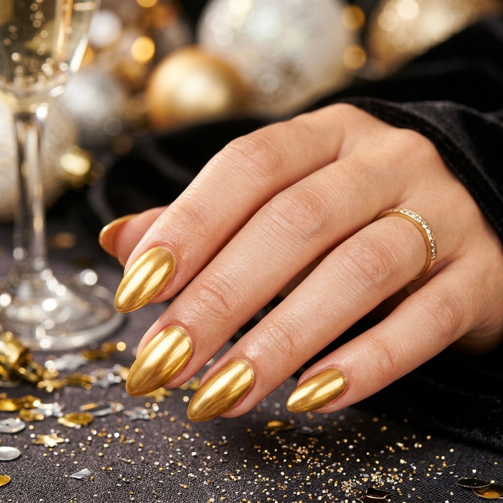Gold New Year Nails Ideas
