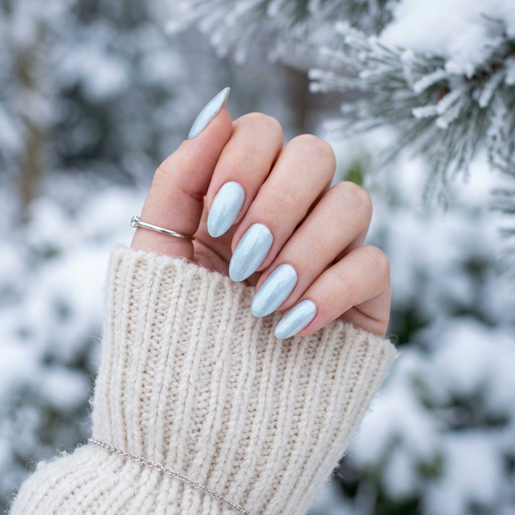 Ice Blue Winter Nails Ideas