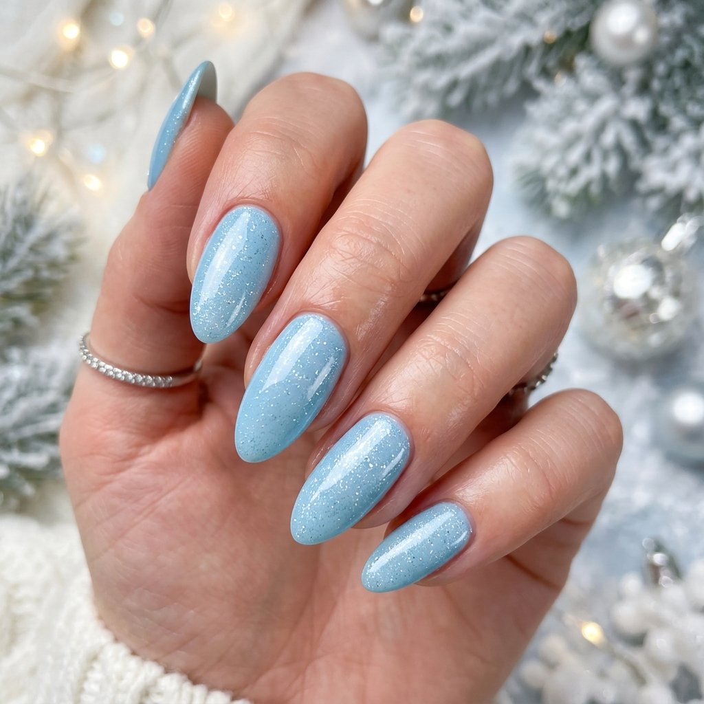 32 Christmas Nail Art Ideas That'll Steal the Holiday Spotlight 31 Icy Blue Nail Idea