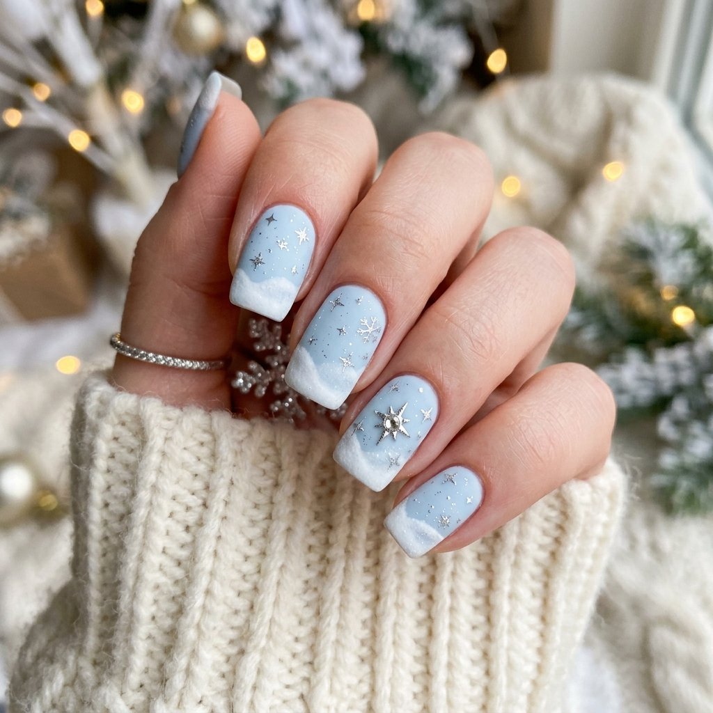 32 Christmas Nail Art Ideas That'll Steal the Holiday Spotlight 8 Winter Wonderland Nail Idea
