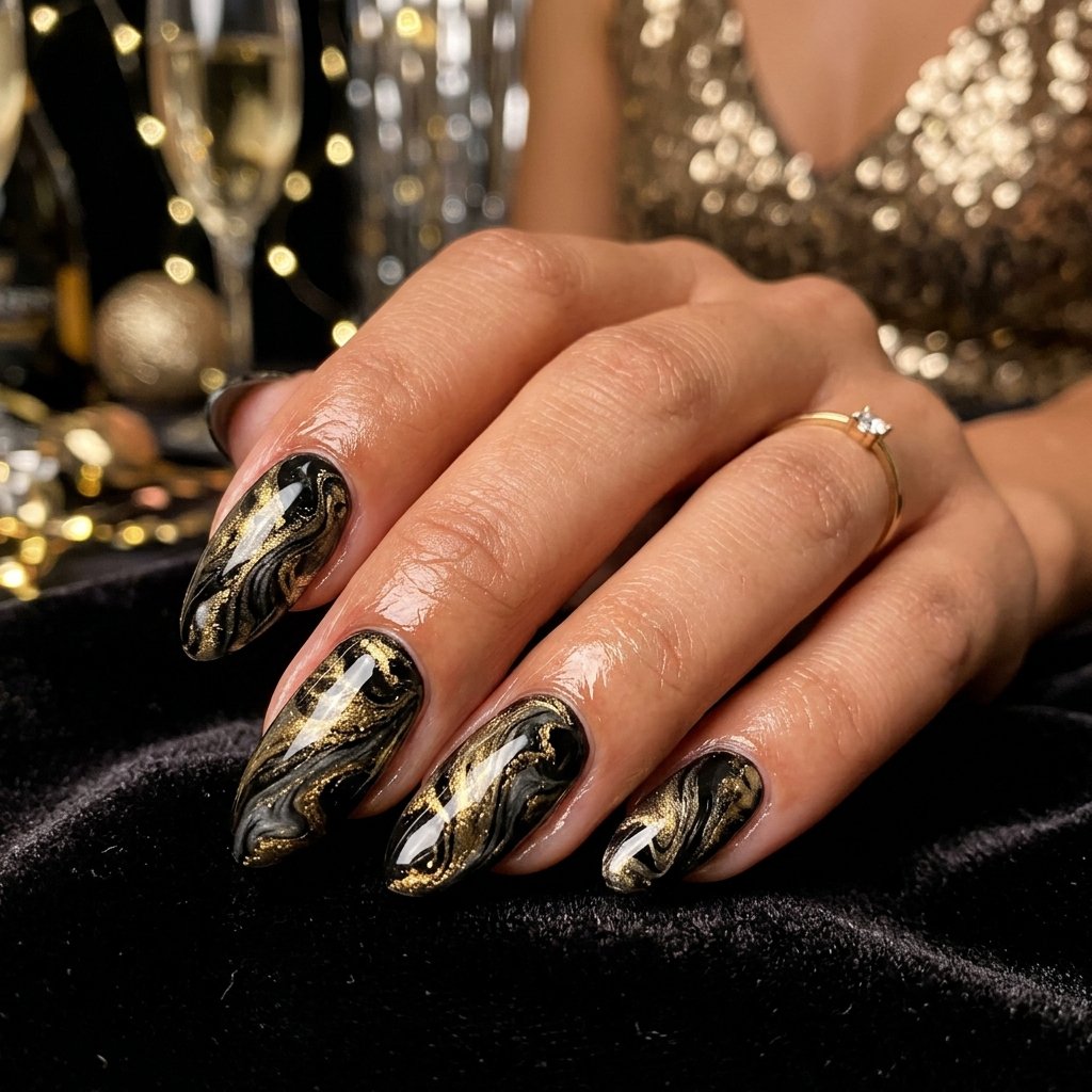 Marble New Year Nails Ideas