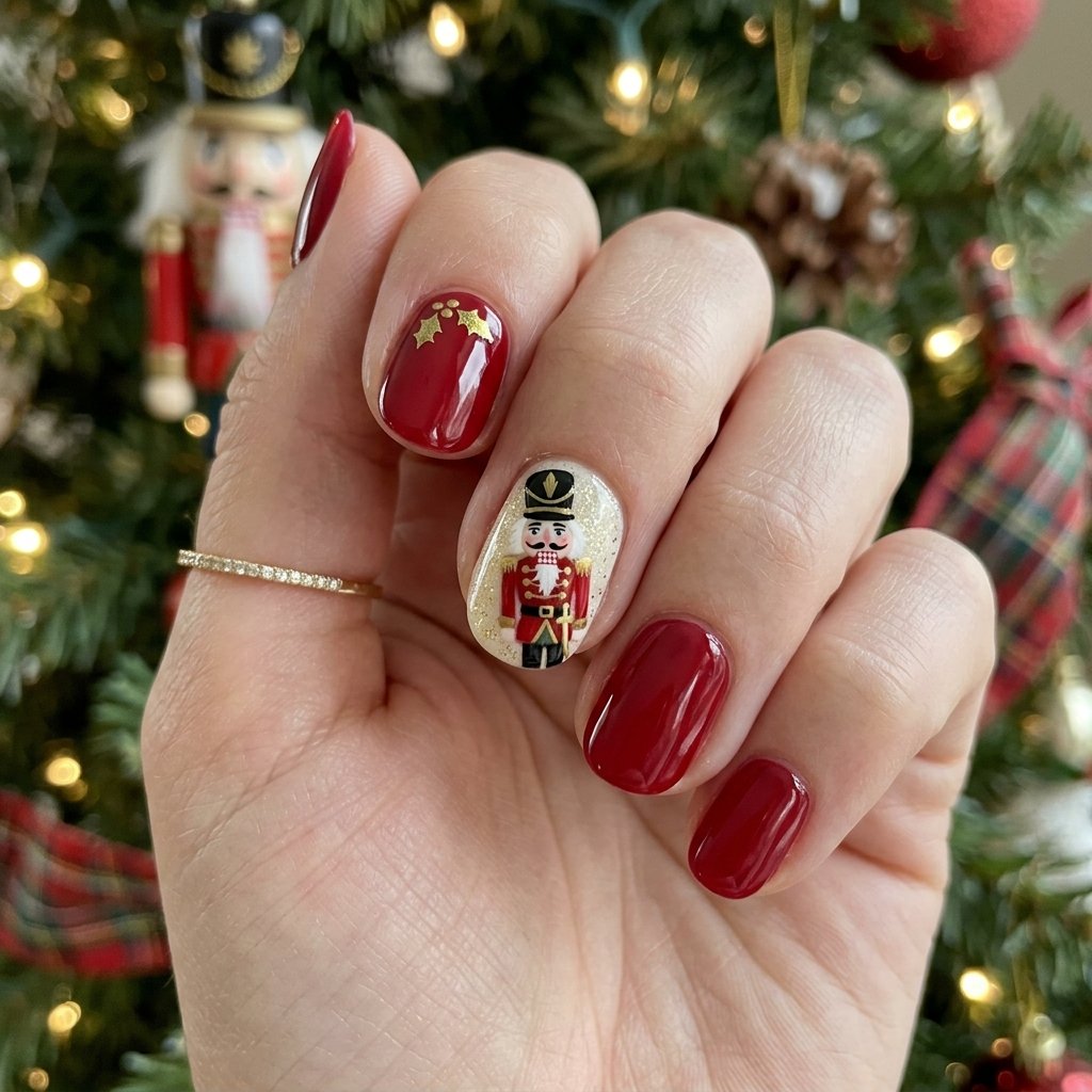 32 Christmas Nail Art Ideas That'll Steal the Holiday Spotlight 29 Nutcracker Nail Idea