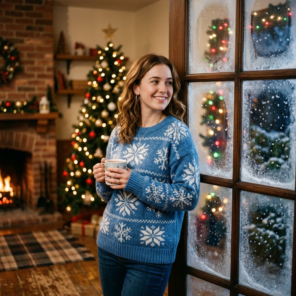 27 Christmas Outfit Ideas You'll Want to Pin & Wear 20 Snowflake Print Sweater Idea