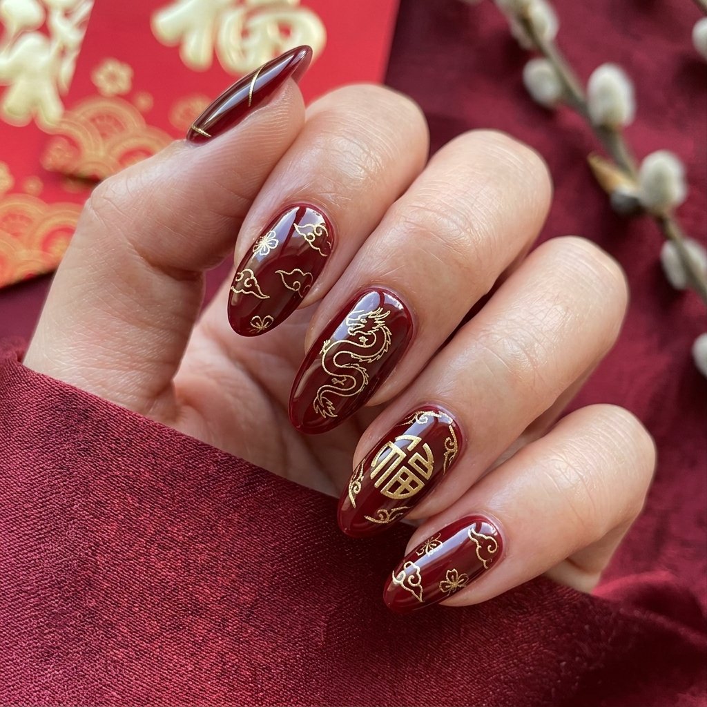 Gel Lunar New Year Nail Ideas