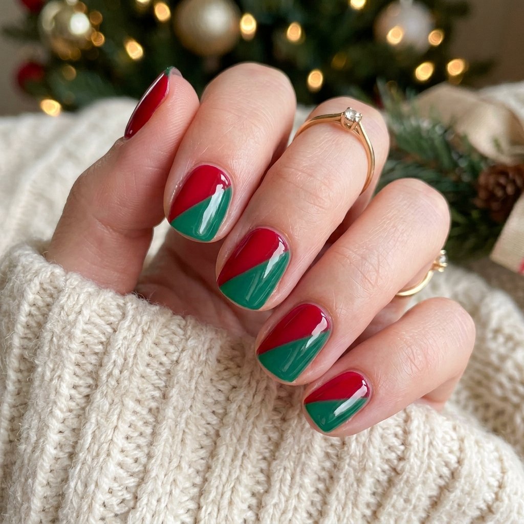 Two-Tone Holiday Nails Ideas