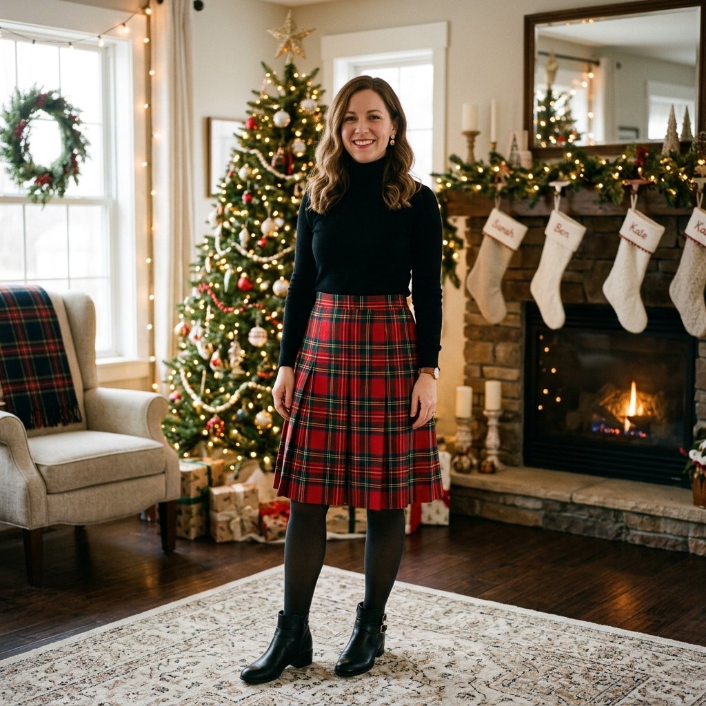 Plaid Skirt Outfit Idea