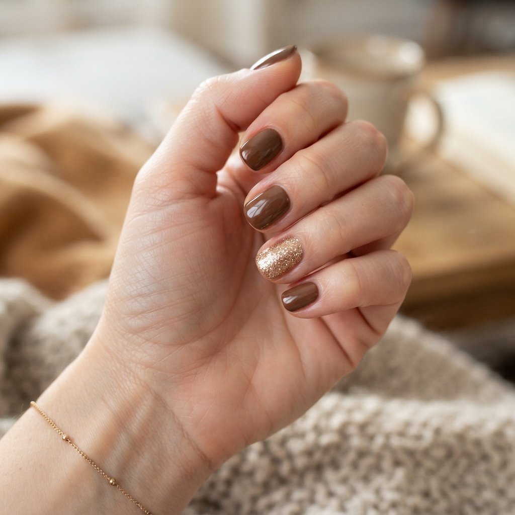 27 Best November Nail Ideas Short for Fall Vibes 14 Glitter Accent Nail Ideas