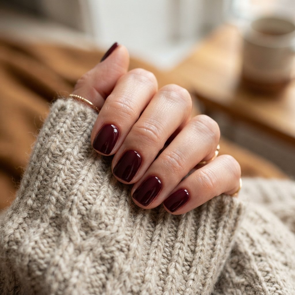 27 Best November Nail Ideas Short for Fall Vibes 2 Burgundy November Nail Ideas Short