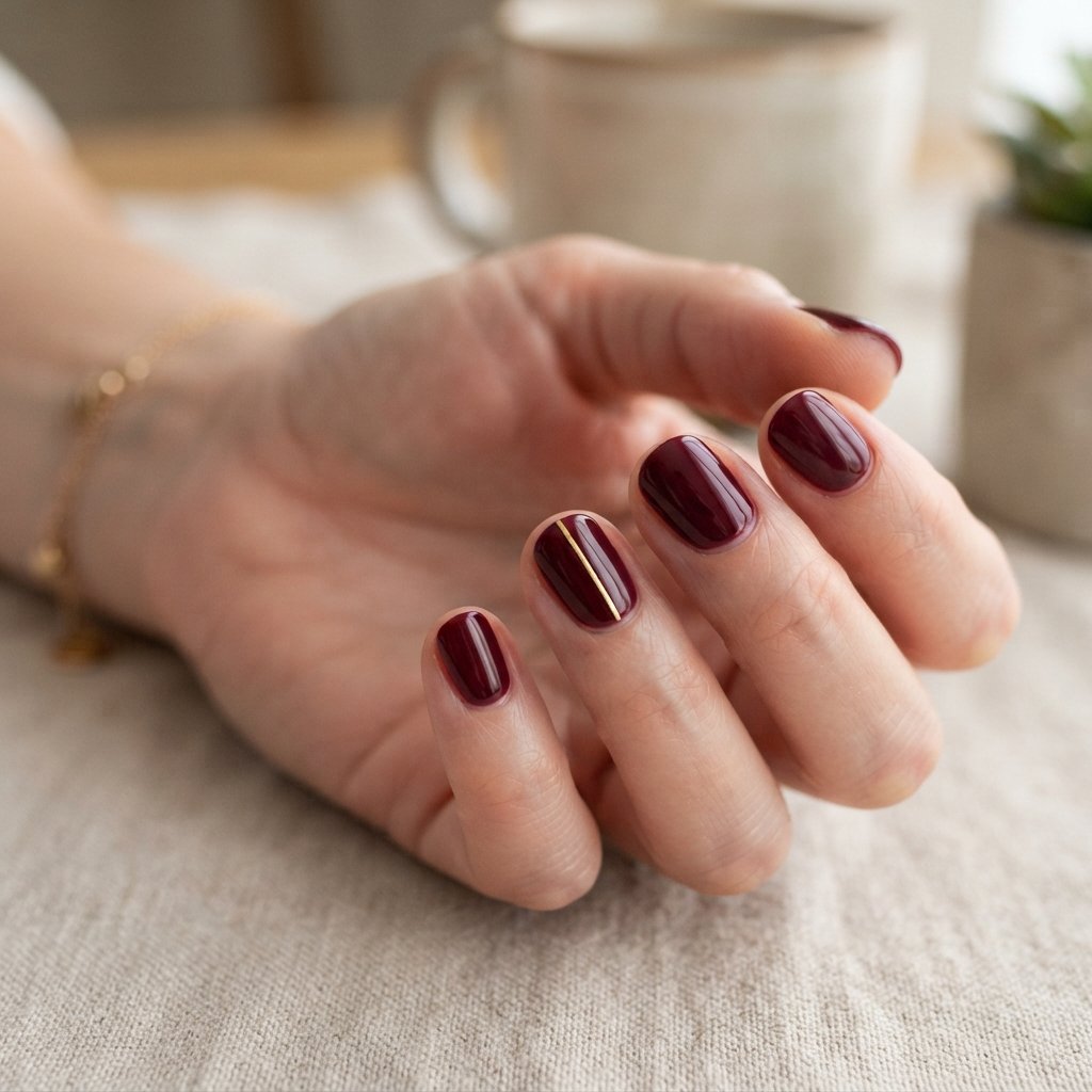 27 Best November Nail Ideas Short for Fall Vibes 7 Gold Accent November Nail Ideas Short