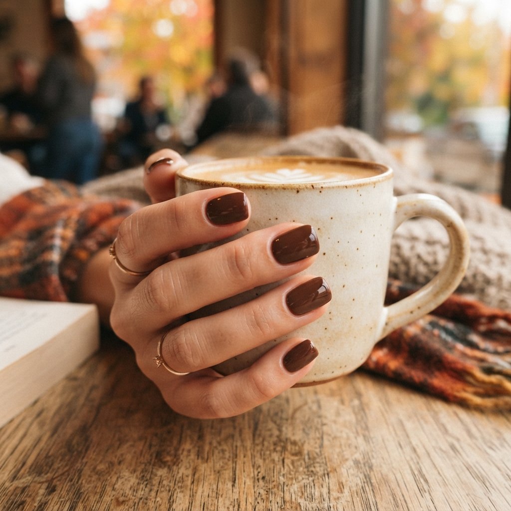 27 Best November Nail Ideas Short for Fall Vibes 6 Chocolate Brown November Nail Ideas Short