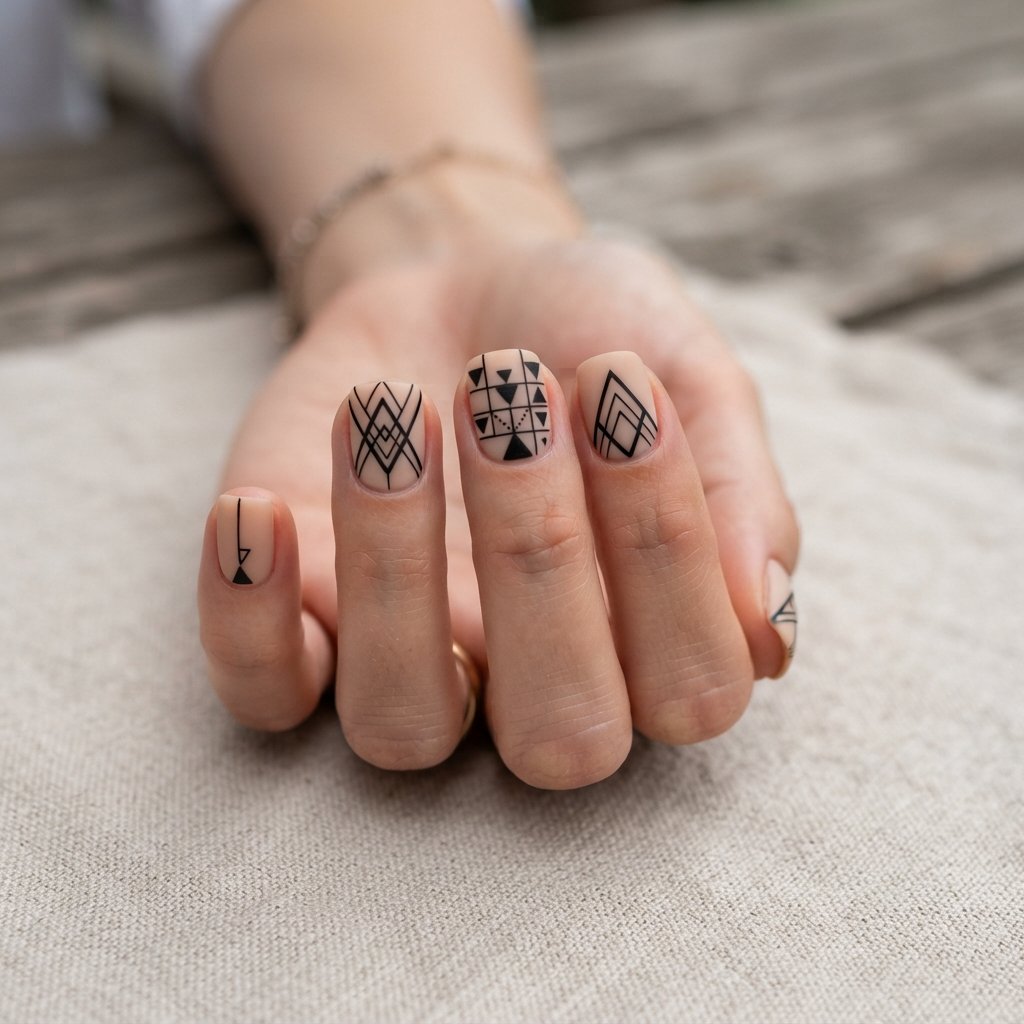 27 Best November Nail Ideas Short for Fall Vibes 11 Geometric November Nail Ideas