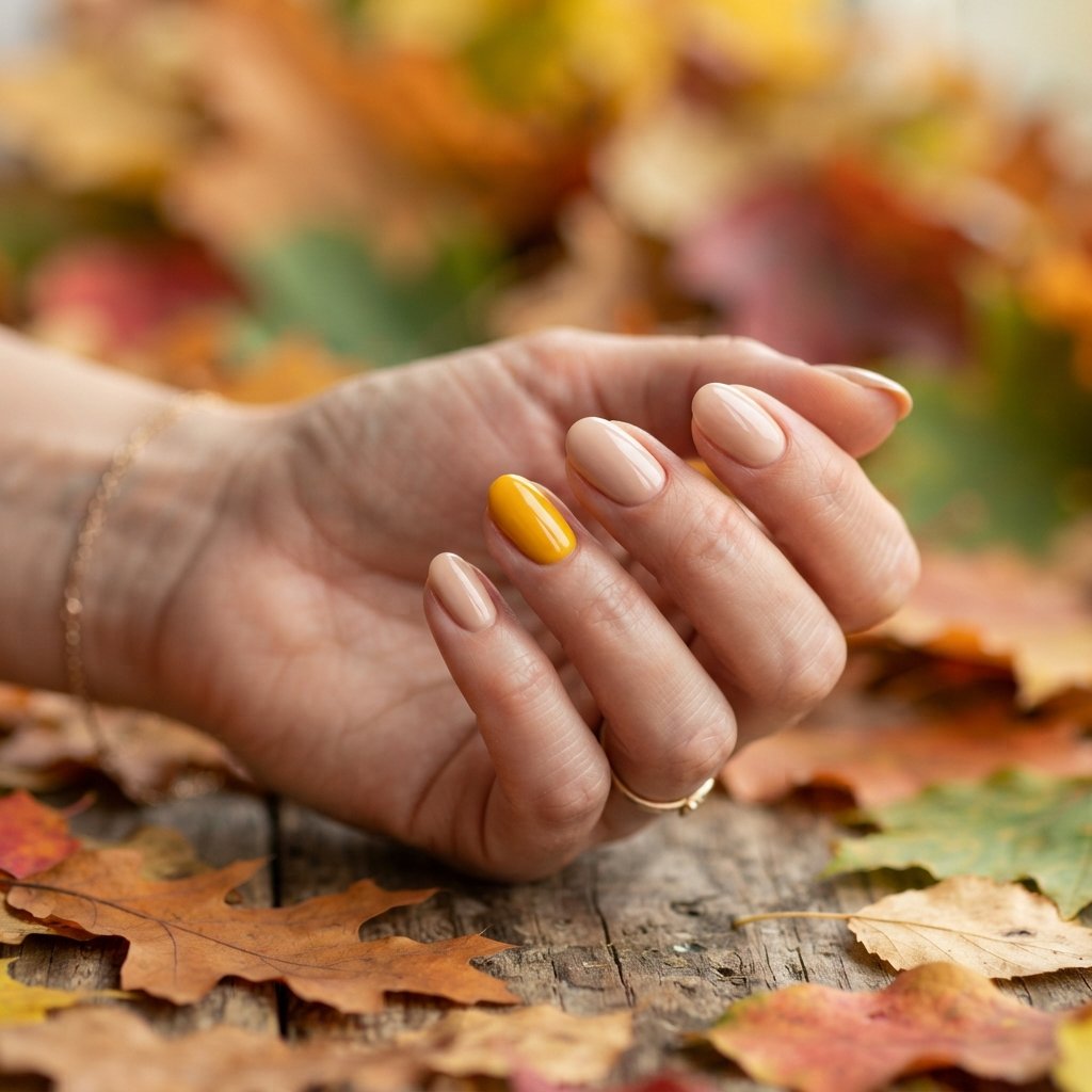 November Nails Ideas: 24 Fresh Looks to Inspire Your Next Manicure 4 Mustard Yellow November Nails Ideas