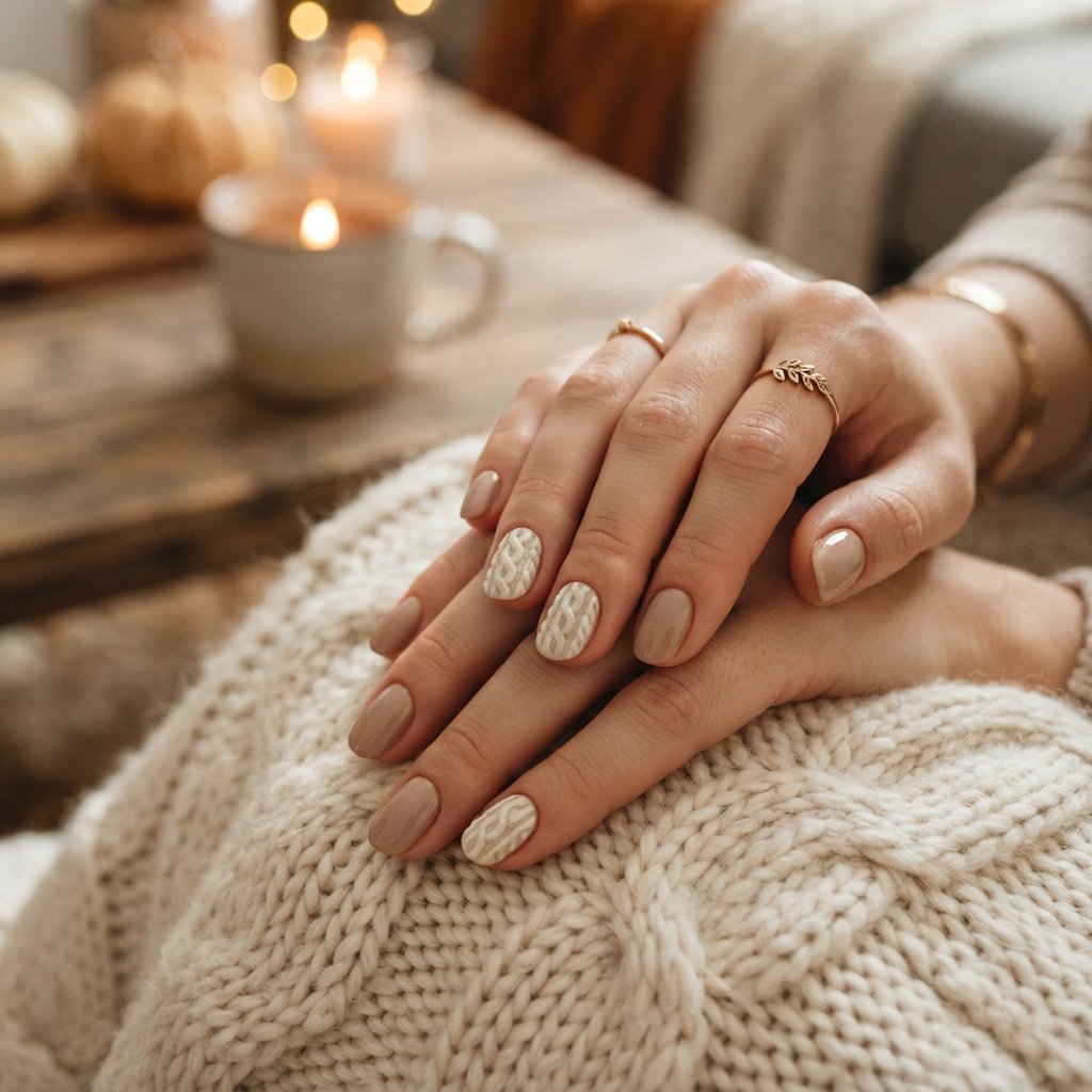 27 Best November Nail Ideas Short for Fall Vibes 20 Cozy Sweater Nail Ideas