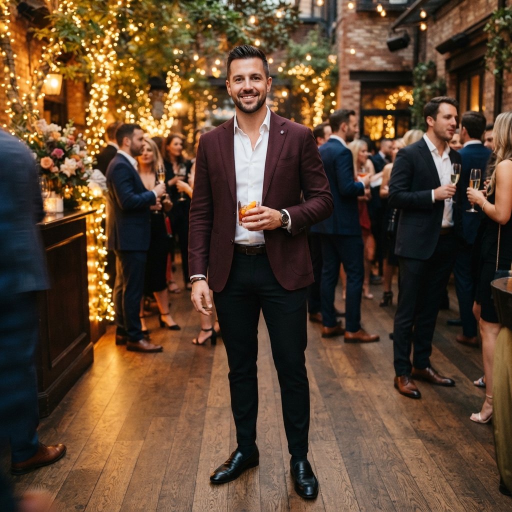 Burgundy Blazer Outfit Idea