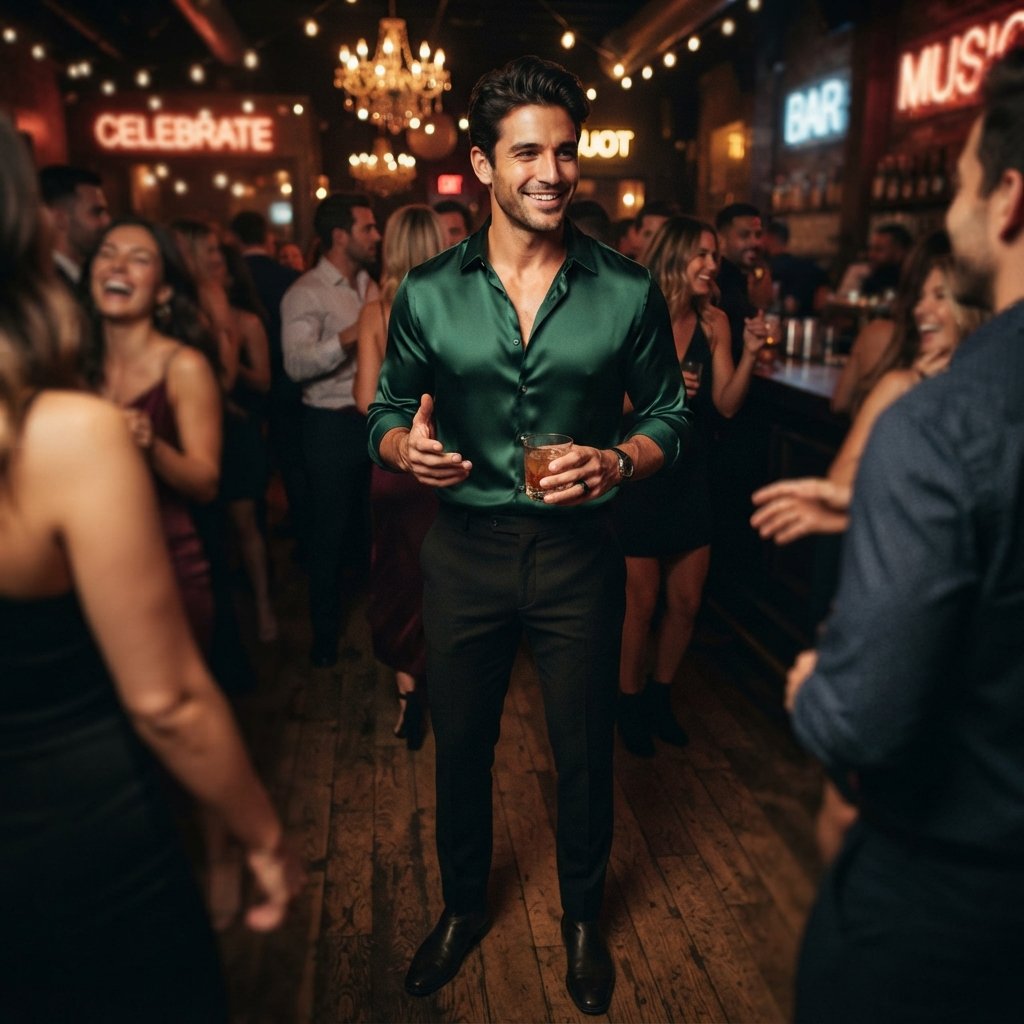 Satin Shirt Outfit Idea