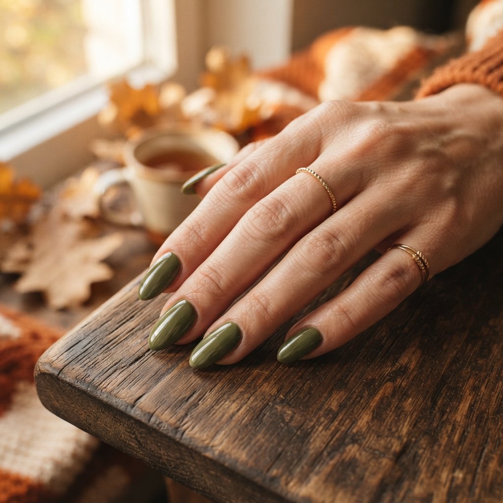 November Nails Ideas: 24 Fresh Looks to Inspire Your Next Manicure 5 Olive Green November Nails Ideas