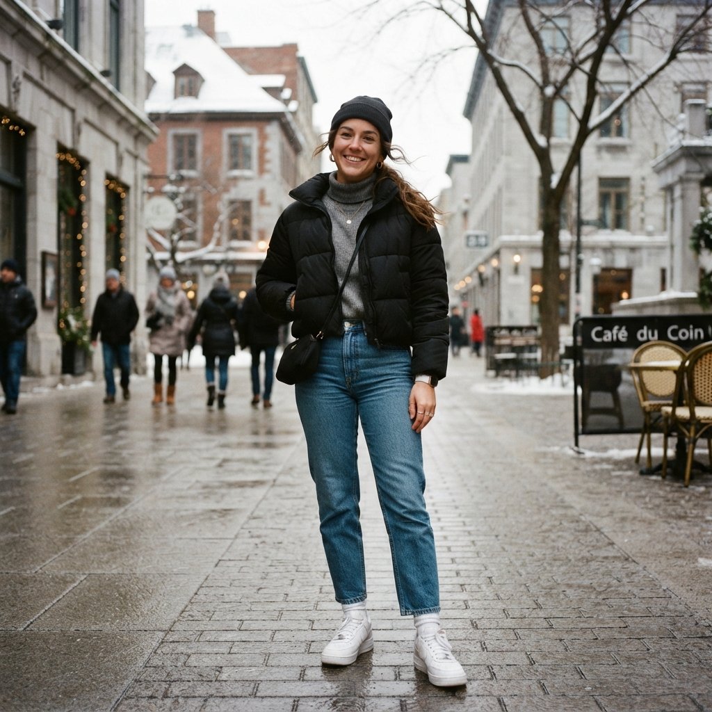 Puffer Jacket and Jeans Idea