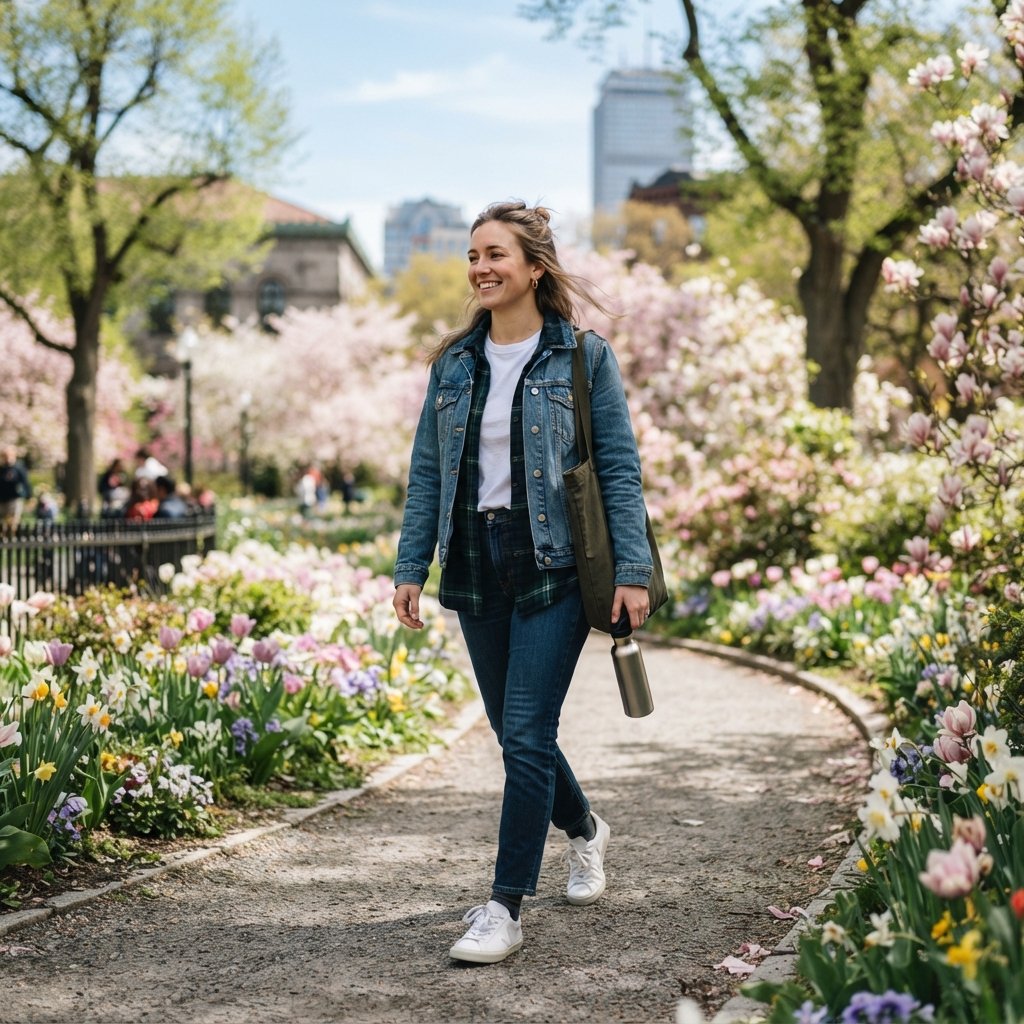 Boston Spring Layering Outfit Idea