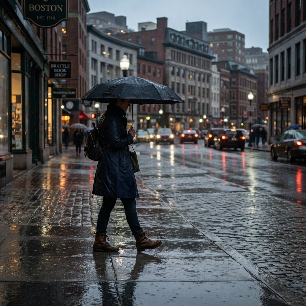Boston Rainy Day Outfit Idea