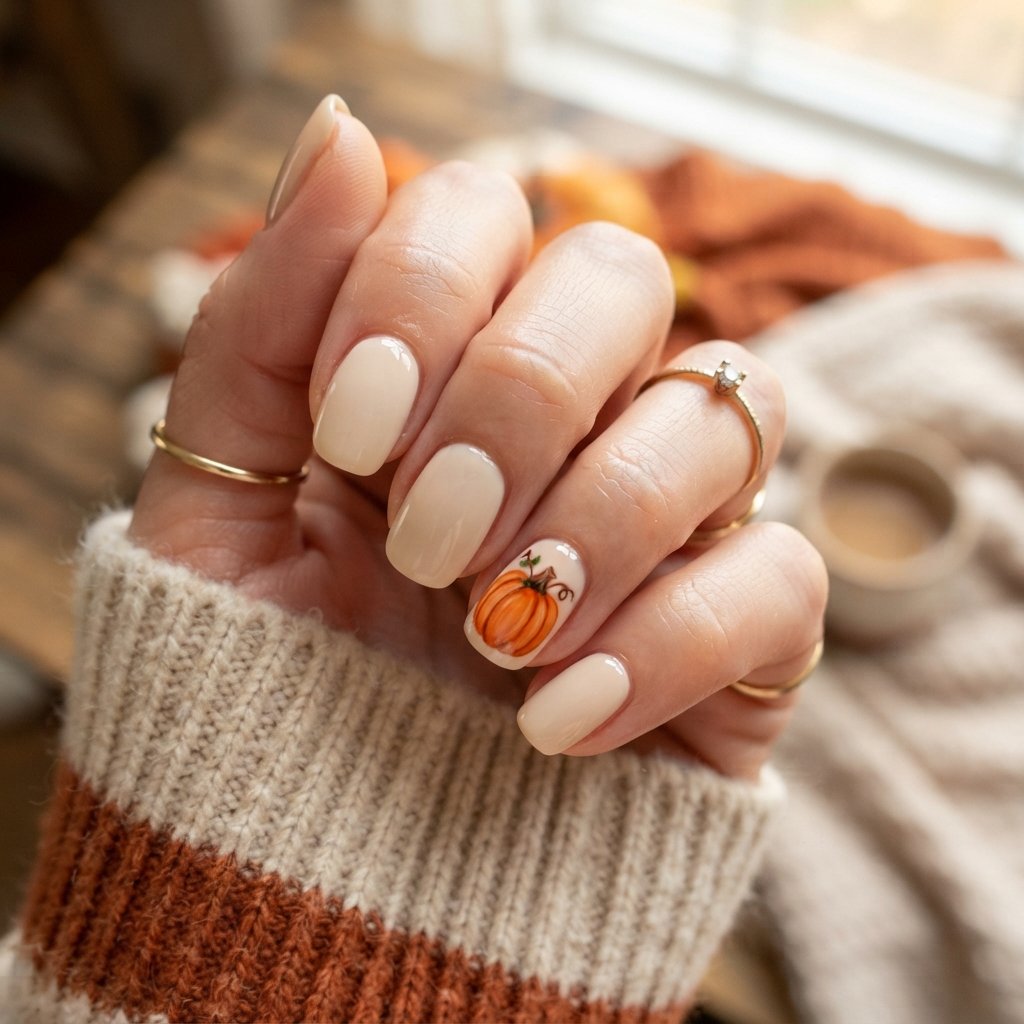Pumpkin November Nail Art Ideas