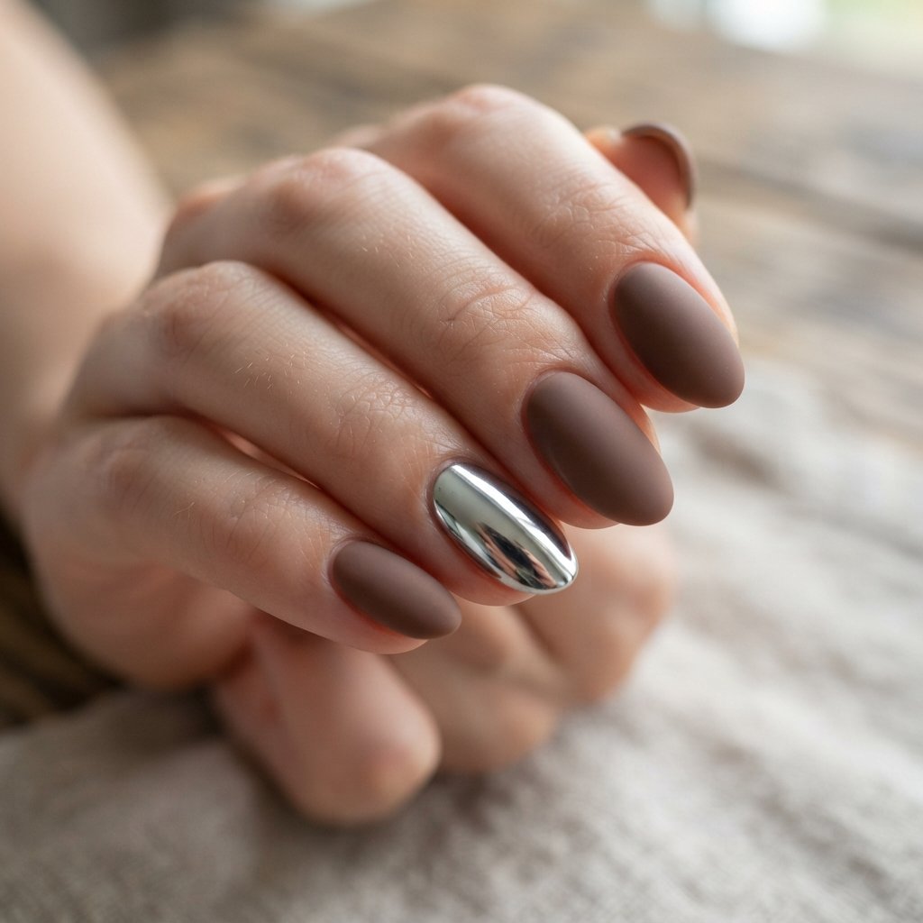 27 Best November Nail Ideas Short for Fall Vibes 8 Chrome November Nail Ideas Short