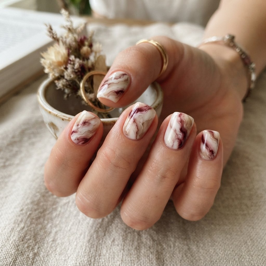 27 Best November Nail Ideas Short for Fall Vibes 15 Marble Nail Ideas