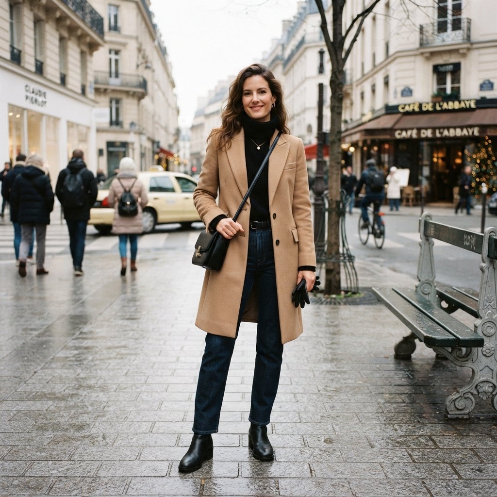 Layered Turtleneck and Coat Idea