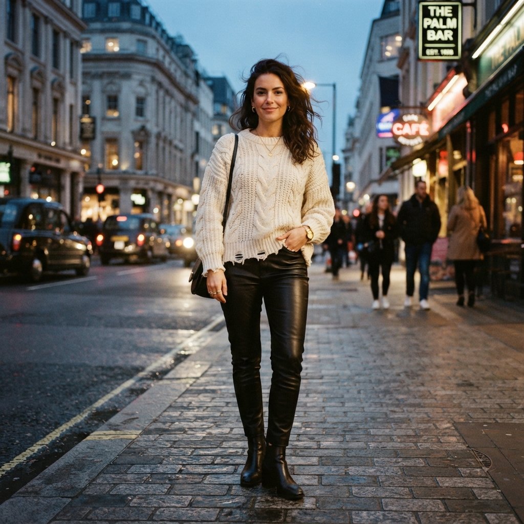 Woman standing under city lights 202608130757