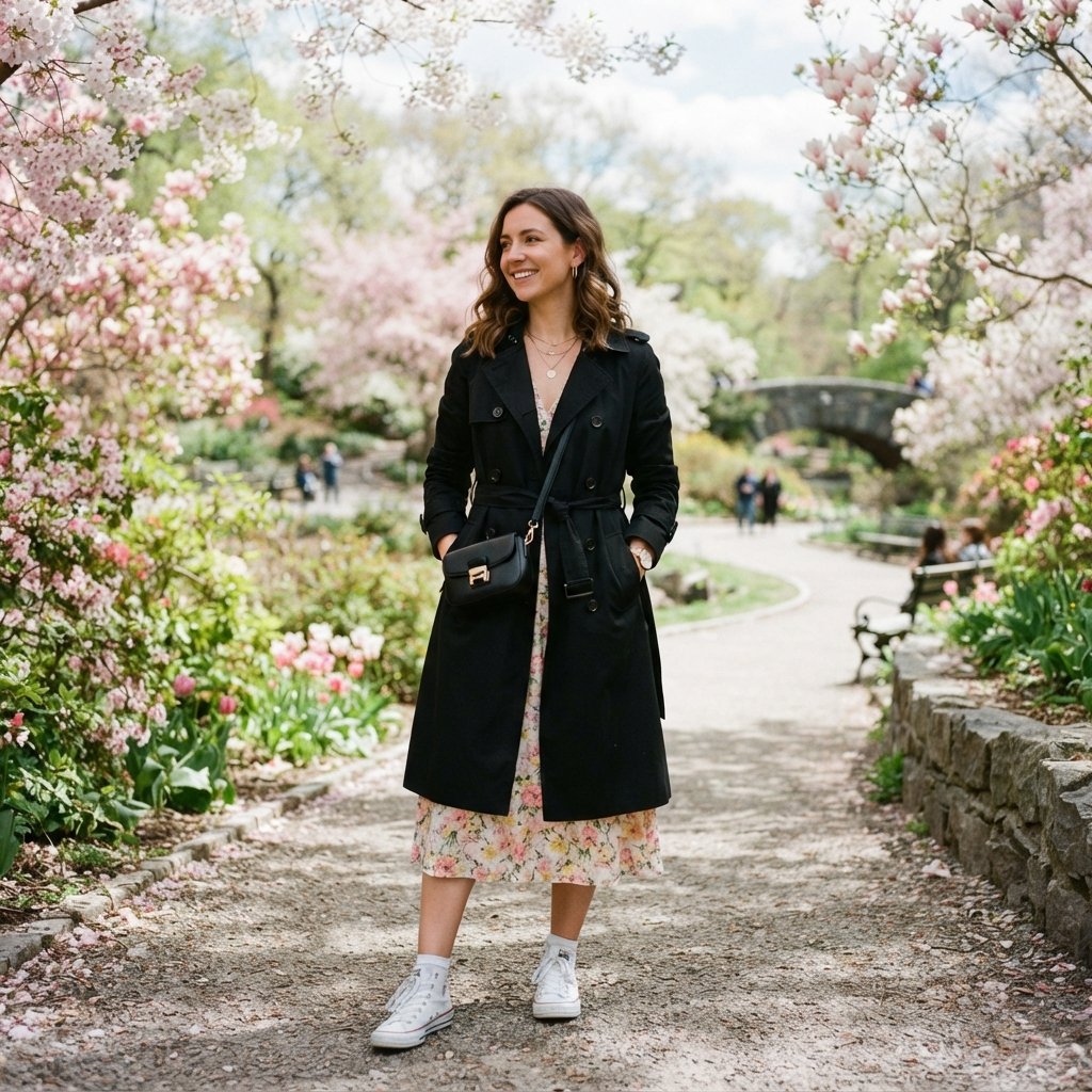 Black Trench Coat Spring Outfit Ideas