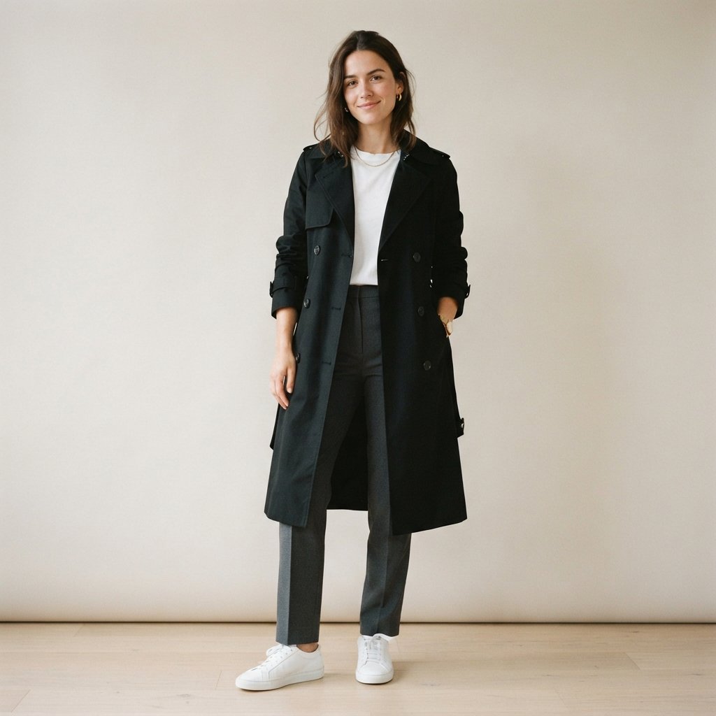 Minimalist Black Trench Coat Outfit Ideas