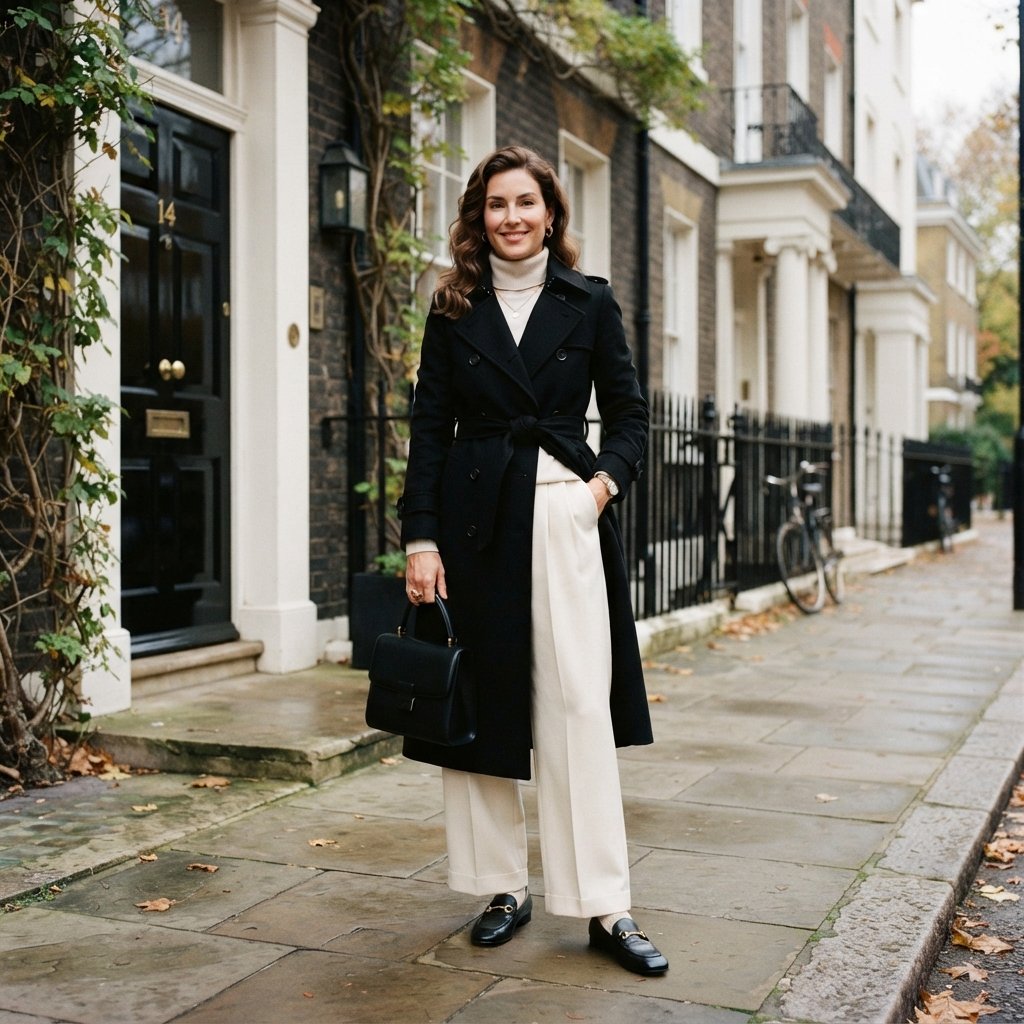Old Money Black Trench Coat Outfit Ideas