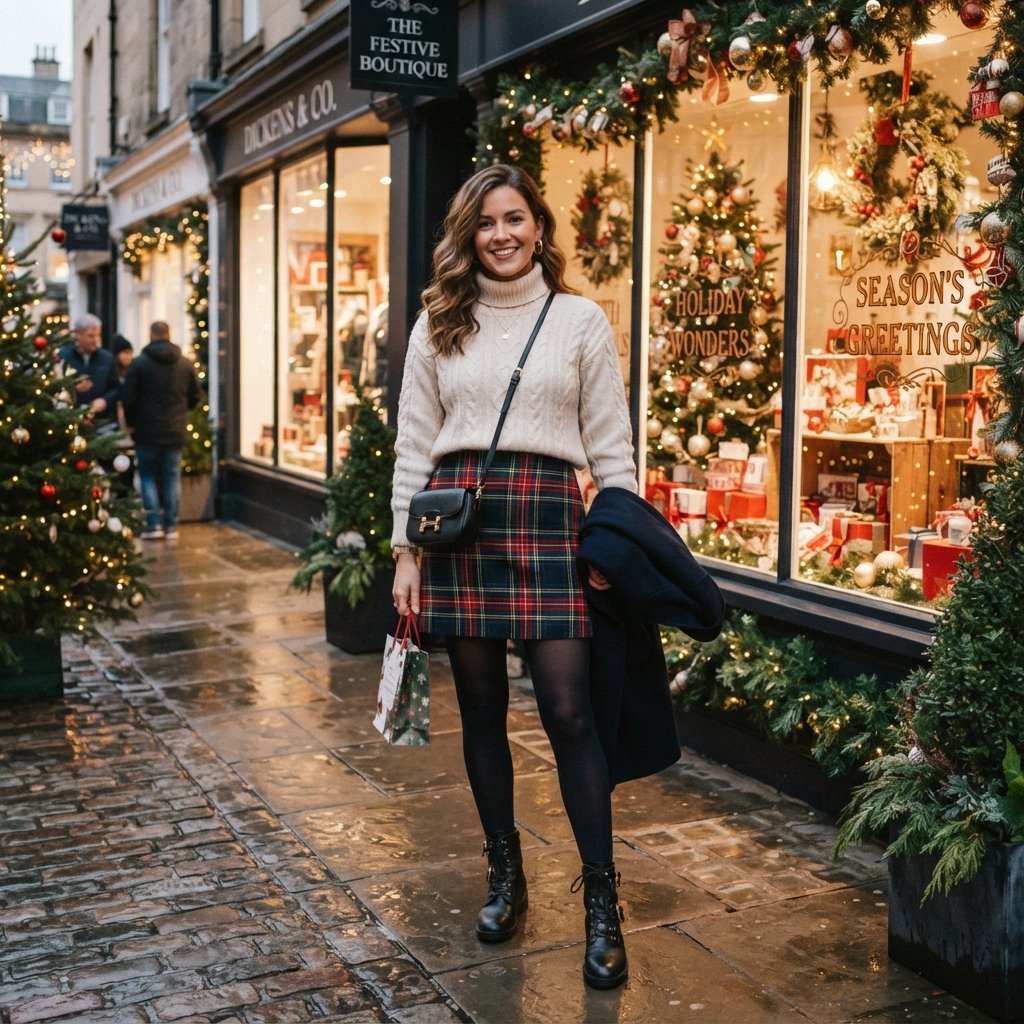 27 Best Christmas Outfit Ideas for Women This Holiday Season 19 Tartan Skirt Outfit Ideas