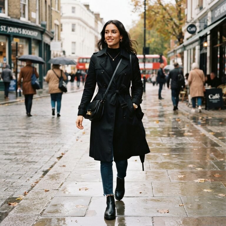 black trench coat outfit