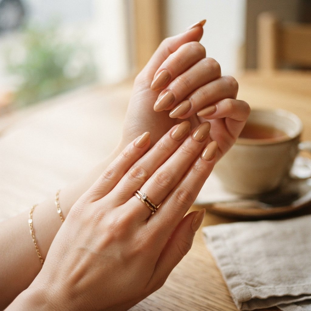 24 November Nails Almond Looks Worth Saving This Fall 23 Warm Nude Almond Nail Ideas