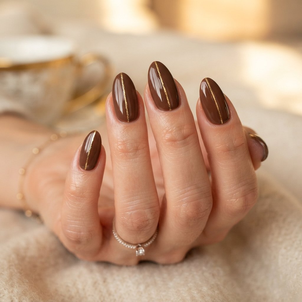 24 November Nails Almond Looks Worth Saving This Fall 20 Metallic Gold Accent Nail Ideas