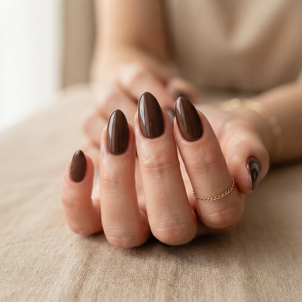 November Nail Ideas: 24 Cozy Fall Looks to Try 4 Chocolate Brown Nail Ideas