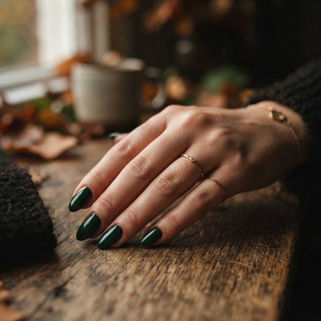 24 November Nails Almond Looks Worth Saving This Fall 5 Deep Green Almond Nail Ideas