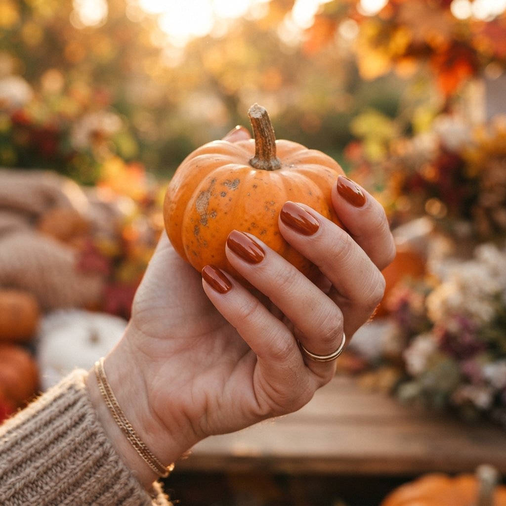 25 Best November Nail Colors Ideas for Every Skin Tone 5 Burnt Orange November Nail Colors Ideas