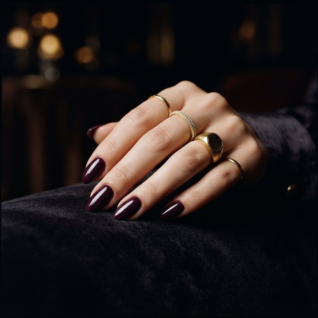 25 Best November Nail Colors Ideas for Every Skin Tone 4 Deep Plum November Nail Colors Ideas