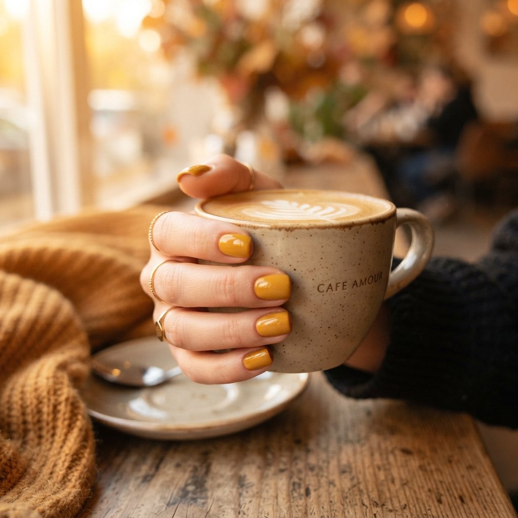 November Nail Ideas: 24 Cozy Fall Looks to Try 6 Mustard Yellow Nail Ideas