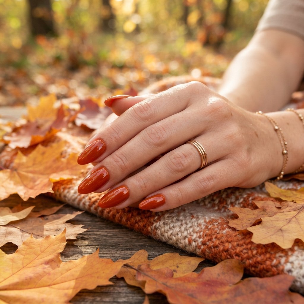 24 November Nails Almond Looks Worth Saving This Fall 4 Burnt Orange Almond Nail Ideas