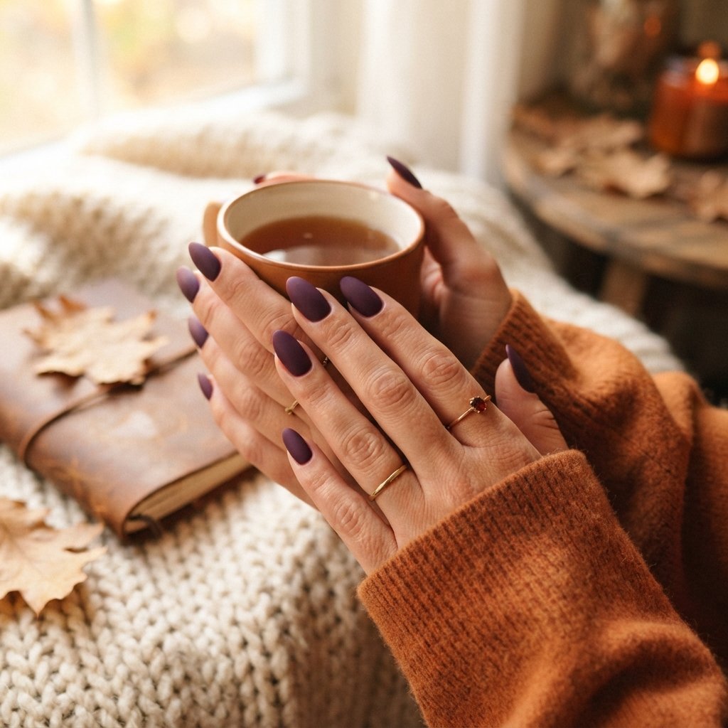24 November Nails Almond Looks Worth Saving This Fall 6 Plum Almond Nail Ideas