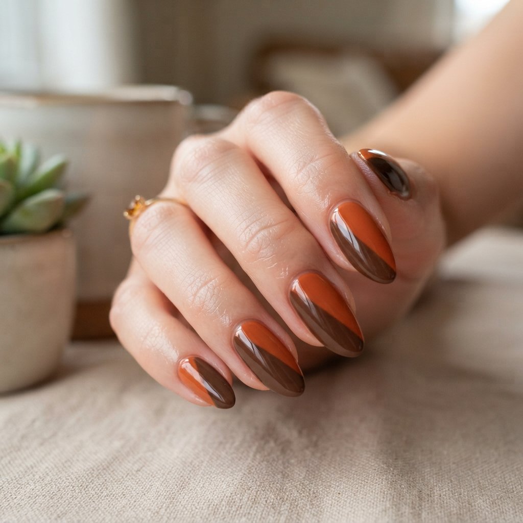 24 November Nails Almond Looks Worth Saving This Fall 16 Two-Tone Almond Nail Ideas