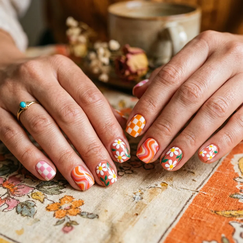 Sage Green Floral Nail Ideas