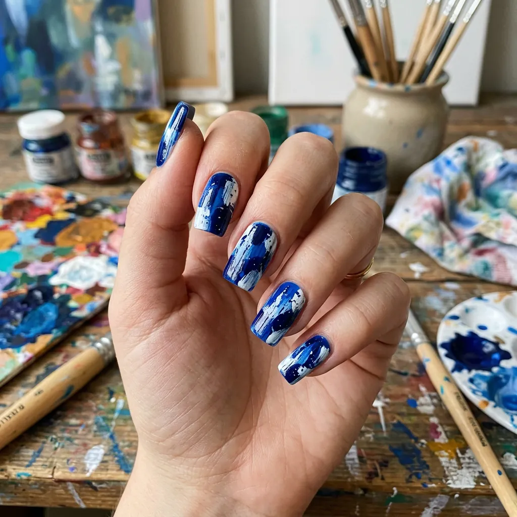 Nails Blue: 30 Stunning Designs You'll Obsess Over 26 Blue Abstract Nail Art